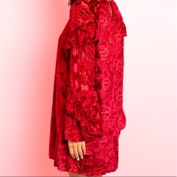 NWT Velvet Red Floral bohemian Dress - Picture 6 of 10